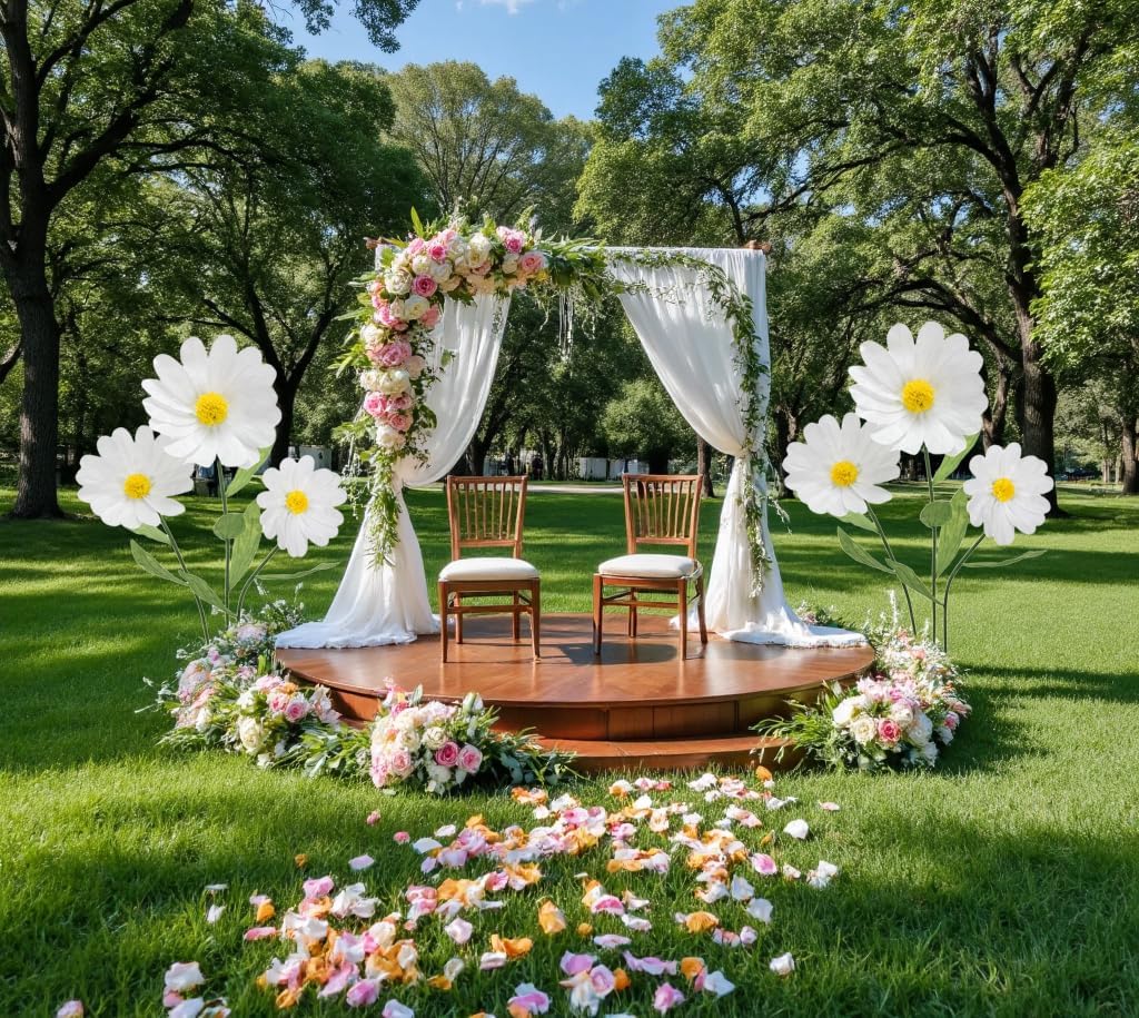 Giant Flowers for Decoration,Large Daisy Flowers Artificial,Big Paper Flower for Wedding,Birthday Party,Garden,Office,Home,Shop Window Display(White)