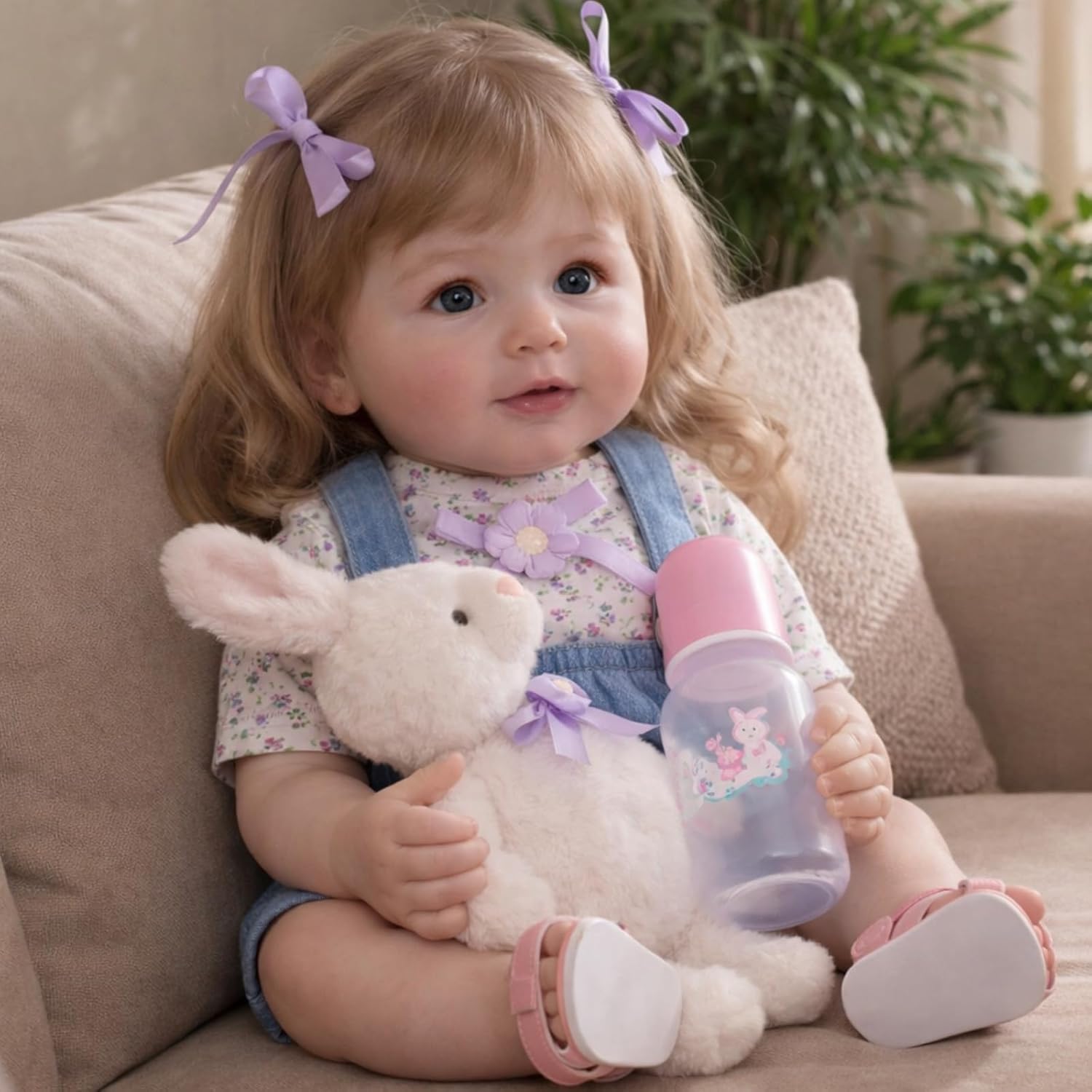 Halloscume 1 Pack 22inch Realistic Reborn Baby Dolls, Lifelike Reborn Baby Dolls, Silicone Soft Real Life Girls with Accessories and Gift Box, Gift for 3+ Year Old Kids, Collection (Blond Girl)