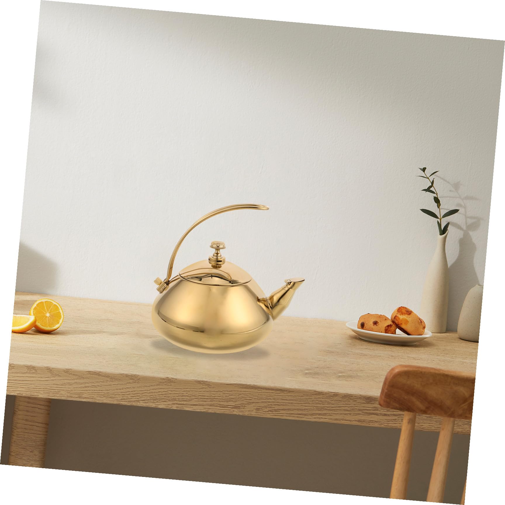 Tetera de Acero Inoxidable de 1, 5 L con Asa, Compatible Inducción | Filtro Incluido, Color Dorado, Uso en Hogar y Oficina, Diseño Elegante y Sencillo