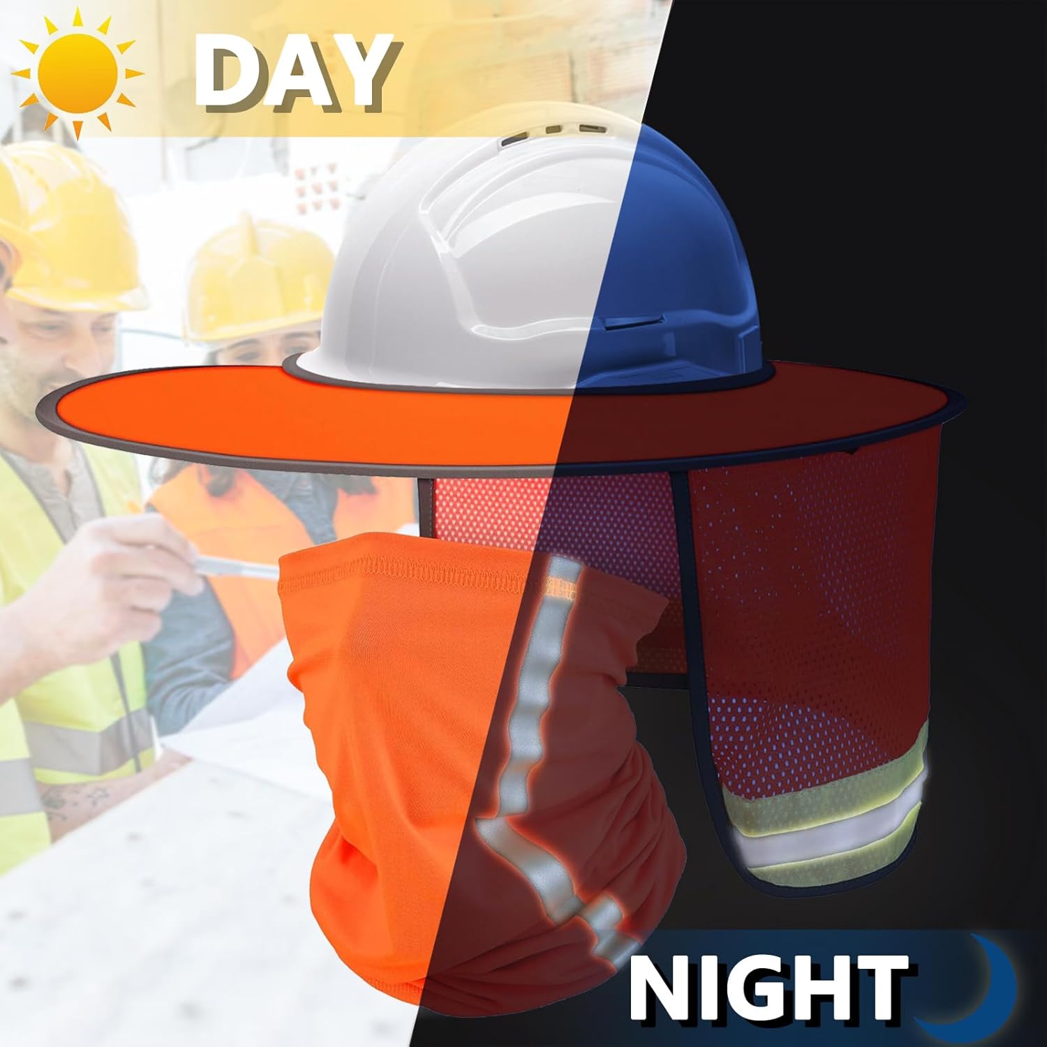 4 Pcs Full Brim Hard Hat Sun Shade Mesh Neck Sun Block Protection Bandana Headband Hard Hat Accessories with Reflective Strap