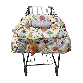 Boppy Shopping Cart Cover for Baby - 360° Coverage Cart Cover for Babies with Safety Harness, Toy Tether, One-Hand Placement, Machine-Washable, 6 Month & Up - Multicolor Farmer's Market