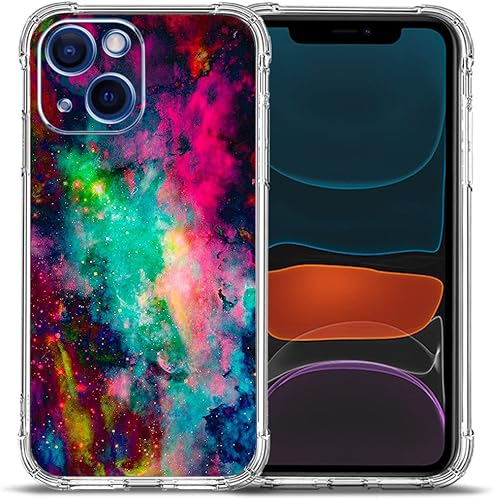 Funda para iPhone 12, iPhone 12 Pro, colorido universo cielo, protección contra caídas, a prueba de golpes, TPU de cuerpo completo, resistente a los