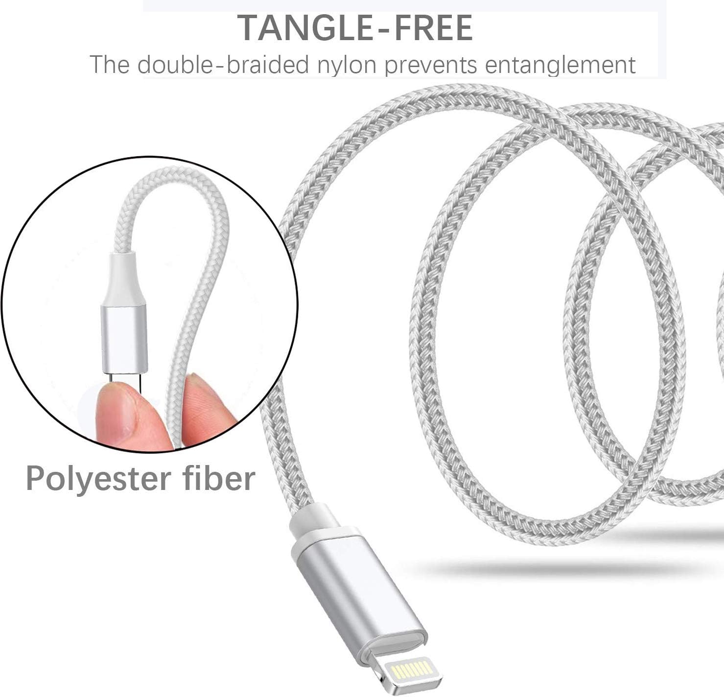iPhone Charger Aioneus iPhone Cable MFi Certified Fast Charging Cable 3Pack 6ft Nylon Braided iPhone Charging Cord Compatible with iPhone 11/XR/XS/X/10/8/8 Plus/7/7 Plus/6/6s/Plus/SE/5c/5s/5 iPad
