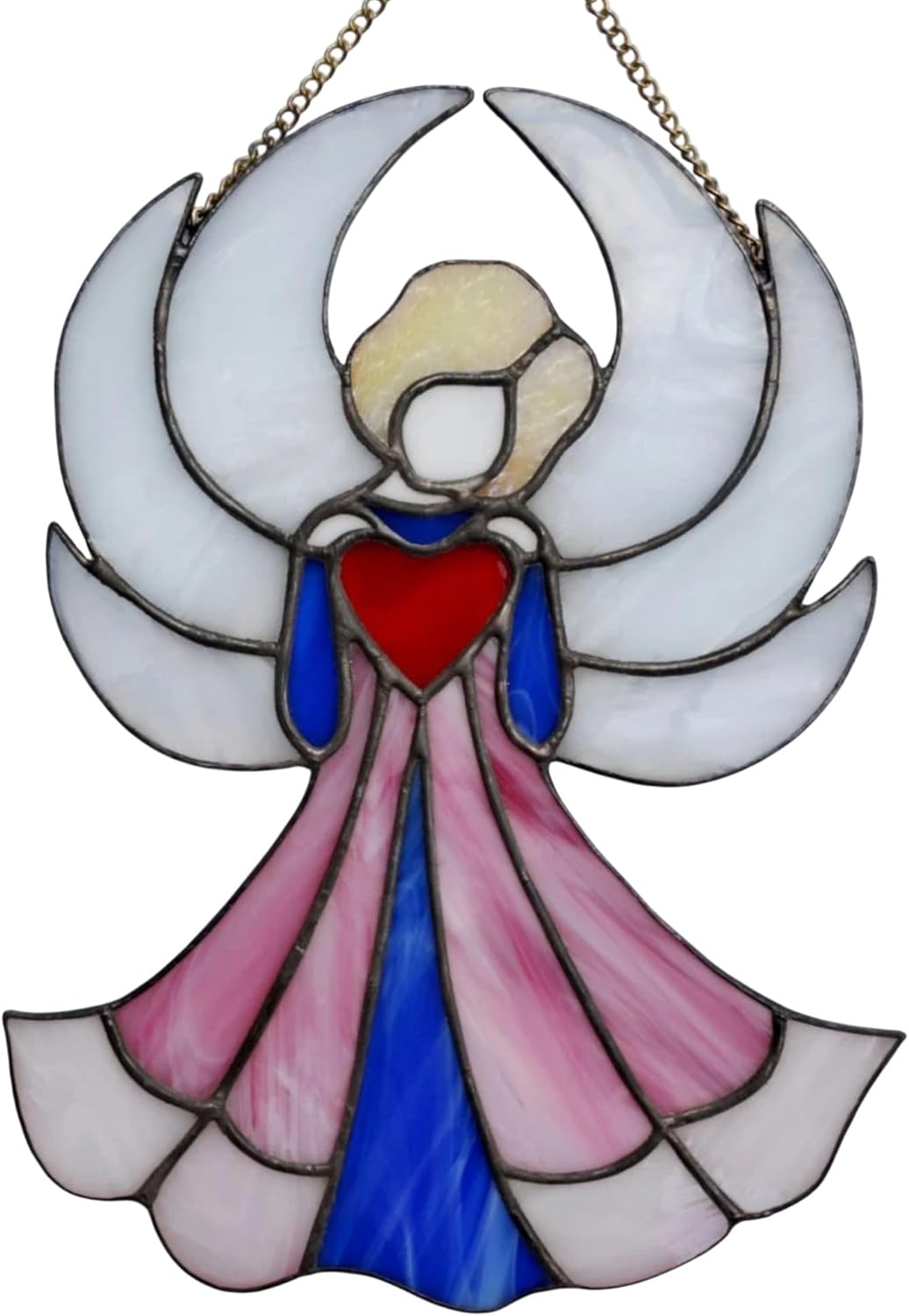 Large Stained Glass Angel Suncatcher for Window Hanging or Wall Decor. Christian Decoration for Home