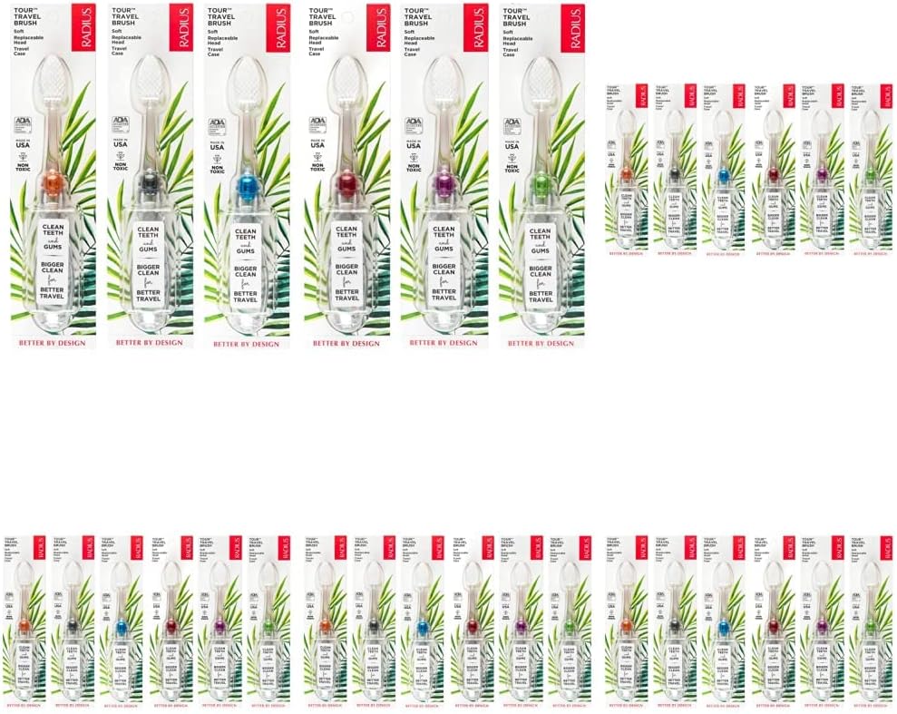 RADIUS Tour Travel Toothbrush, Assorted Color - 1 Count (Pack of 5)