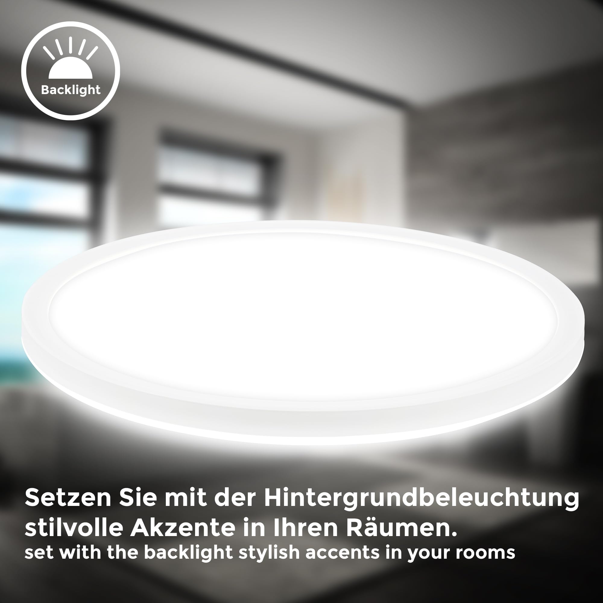 B.K.Licht - Plafoniera a LED con sensore di movimento, piatta, protezione dagli spruzzi d'acqua IP44, plafoniera a LED, pannello LED, lampada da bagno, cucina, lampada per ambienti umidi, 24 x 3 cm