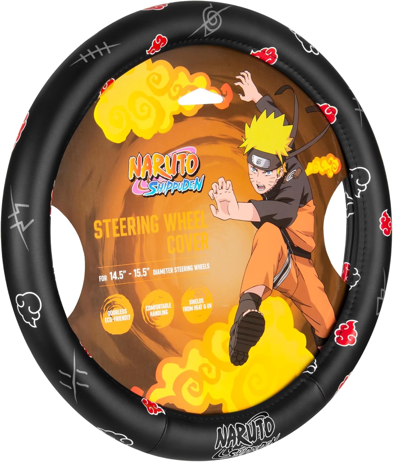 Naruto Shippuden Car Steering Wheel Cover, 15 Inch Anime Steering Wheel Cover, Cushioned Soft Comfortable Cover Anime Car Accessories for Men Women, Akatsuki