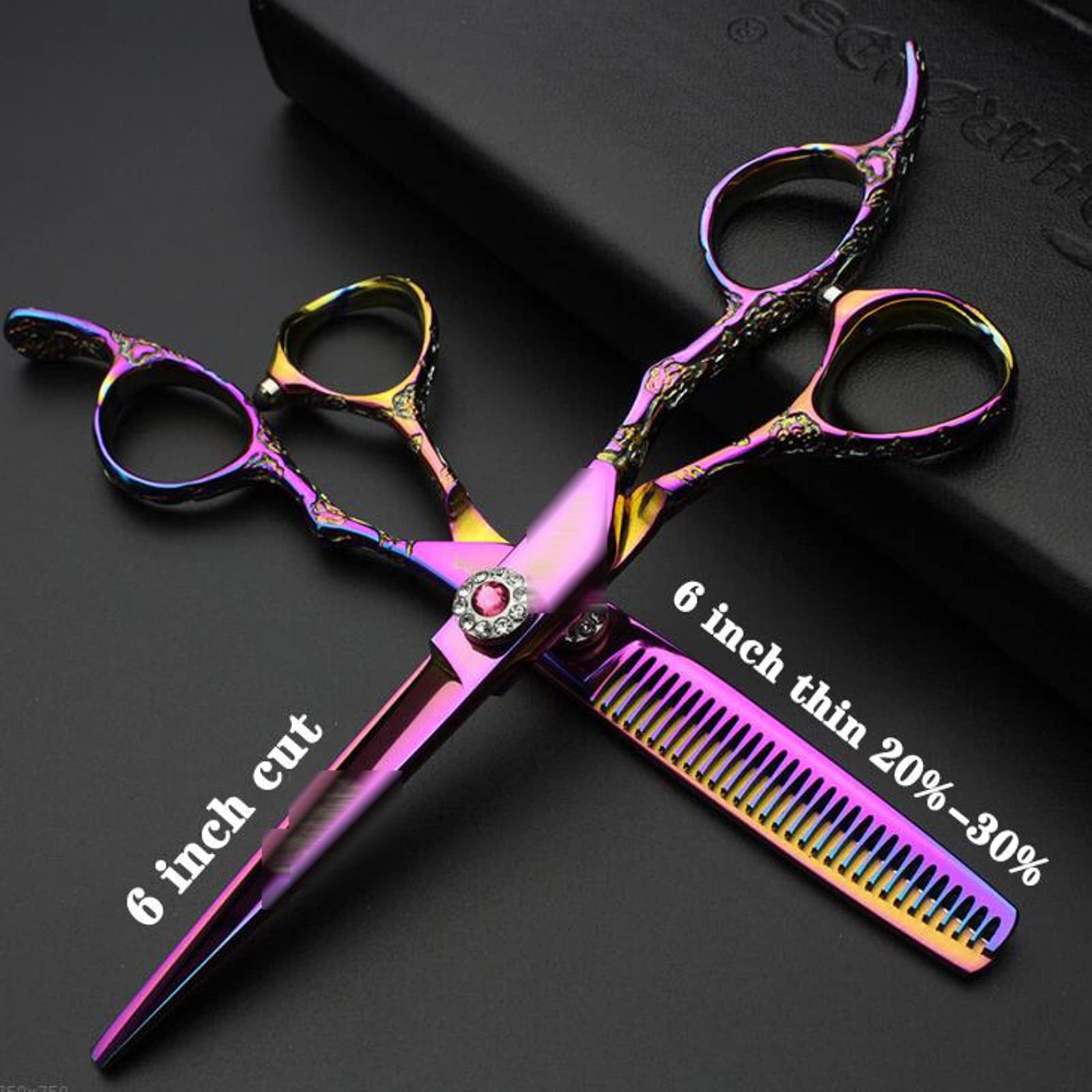Haarschneideschere Doppelseitige dünnschere doppelte zähne dünnerte Schere 6 Zoll Friseurschere/Haarschere (Color : A)