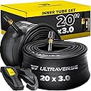 Ultraverse 20x4.0, 24x4.0, 26x4.0, 20x3.0, 26x3.0, 16x3.0, Inner Tube Set with Schrader Valve - Ideal for Mountain Bikes & E-Bikes with Fat Tires - Durable & Reliable 2 Pack with Tire Levers