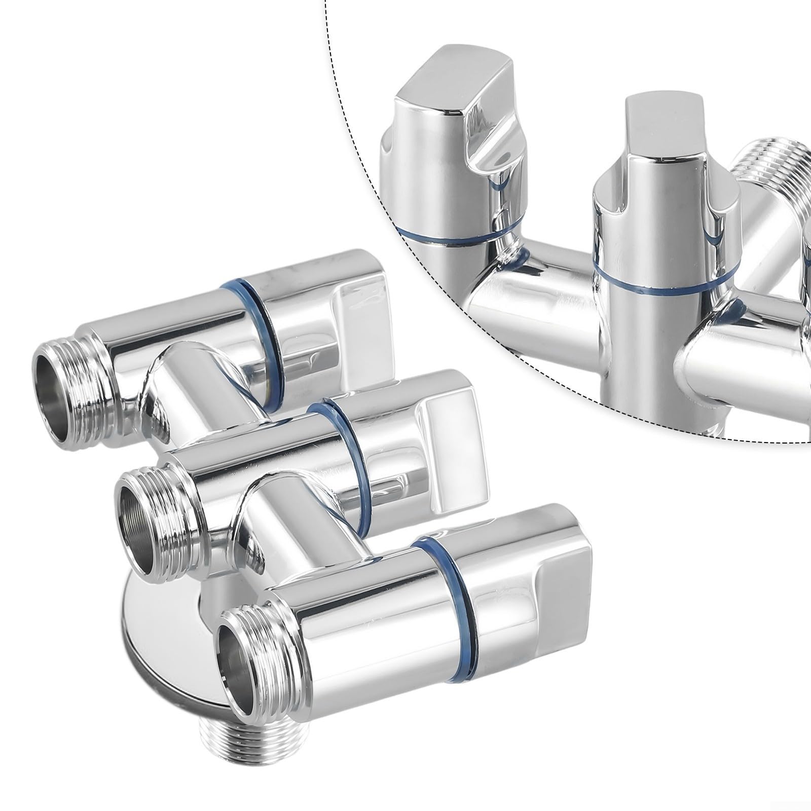 Triple robinet d'eau, entrée et vanne d'angle à trois sorties, vanne de dérivation multifonction à trois voies (argent)