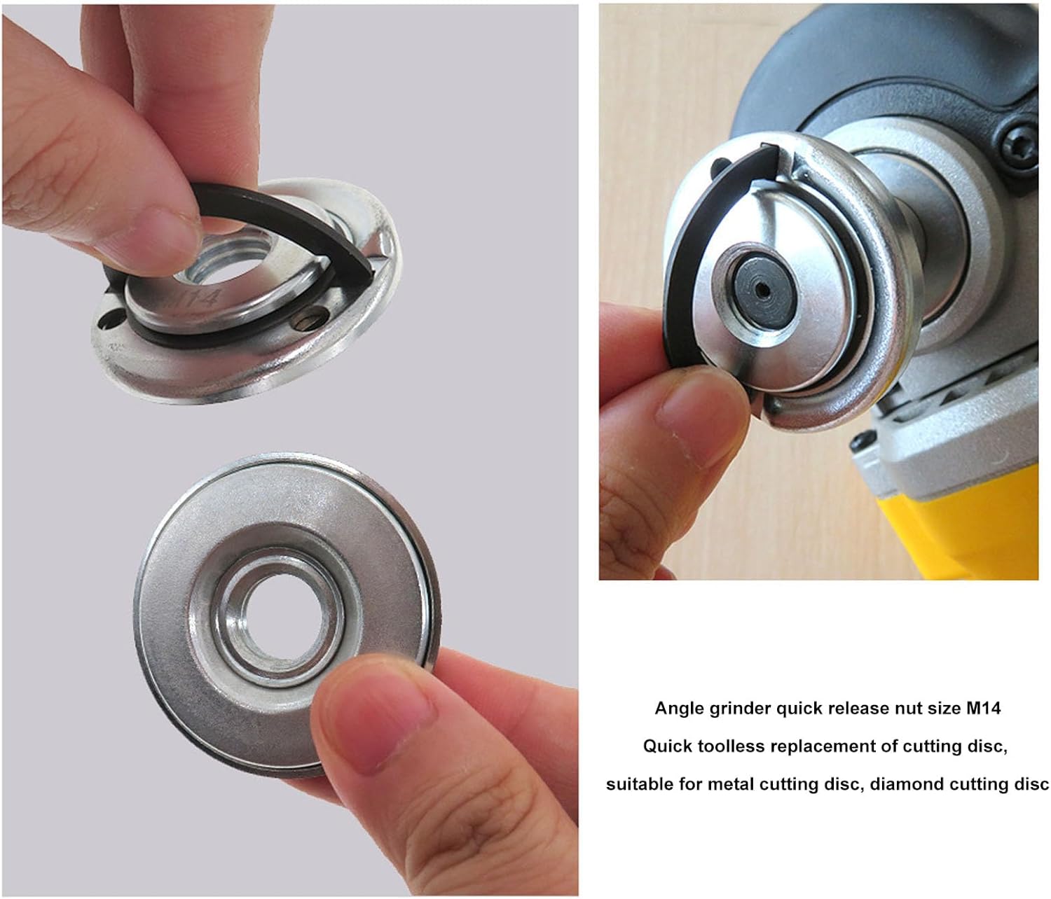 2Pcs Dia 45mm Angle Grinder Flange Nut M14 Metal Self Locking Pressure Plate Quick Clamp Power Tool Replacement Parts for Factories Repair