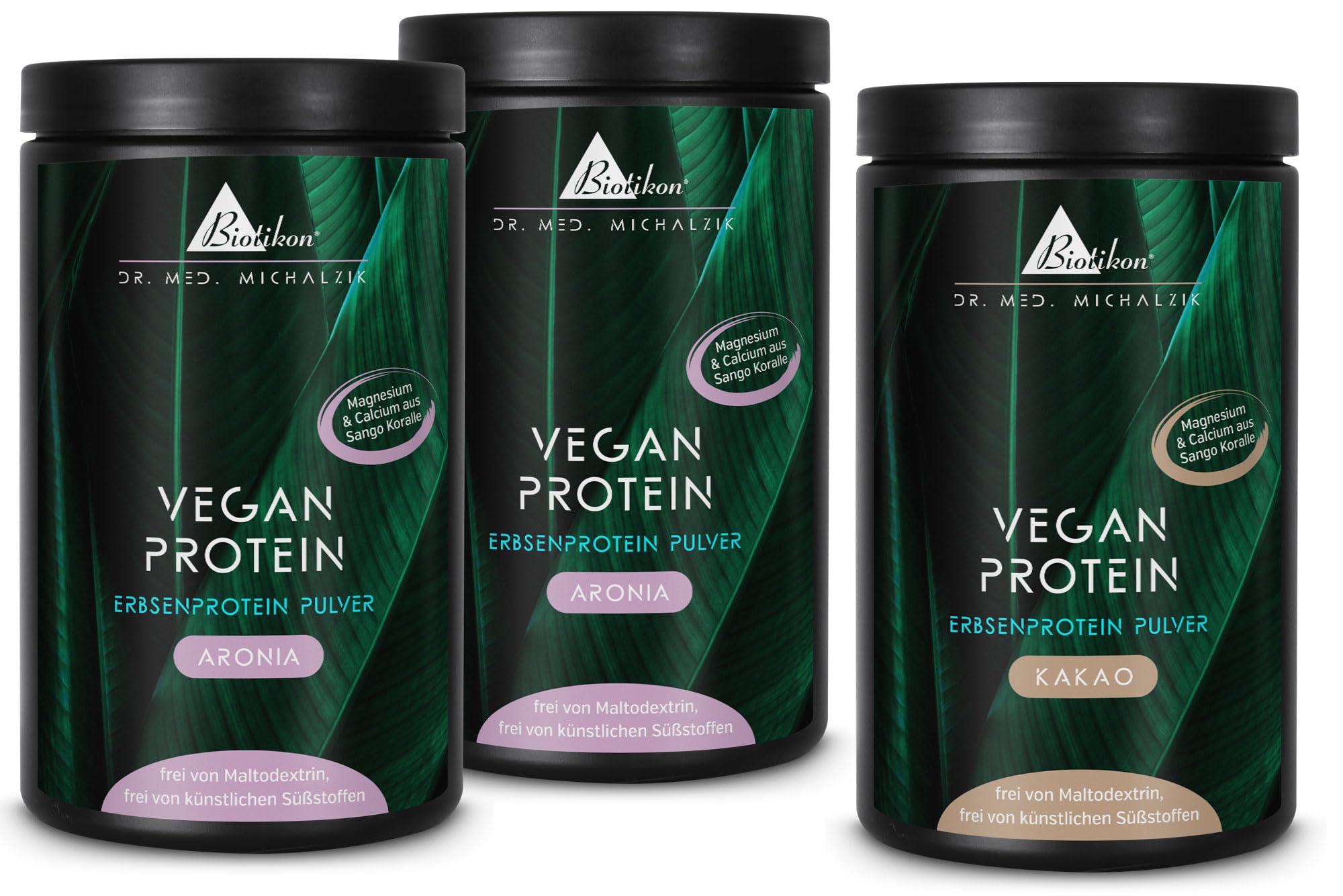 Proteine 3er-Pack 2x Aronia + Kakao nach Dr. Michalzik, 20 g Erbsenprotein | Mit Erbsenprotein, Calcium, Magnesium und Aronia/Kakao • eigene deutsche Produktion • ohne Zusätze