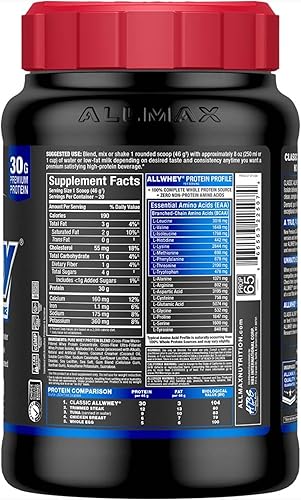 Miniatura 7 de ALLMAX Nutrition - Proteína clásica de suero de leche en polvo, 100% fuente de proteína de suero, 1.06 oz de proteína, sin gluten, 0.00 oz de grasa
