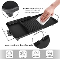 AEWHALE 3 az 1-ben Elektromos Asztali Grill, 2000W Tapadásmentes Teppanyaki Sütőlap 4-6 Személyre, Hőmérséklet Szabályozással 3
