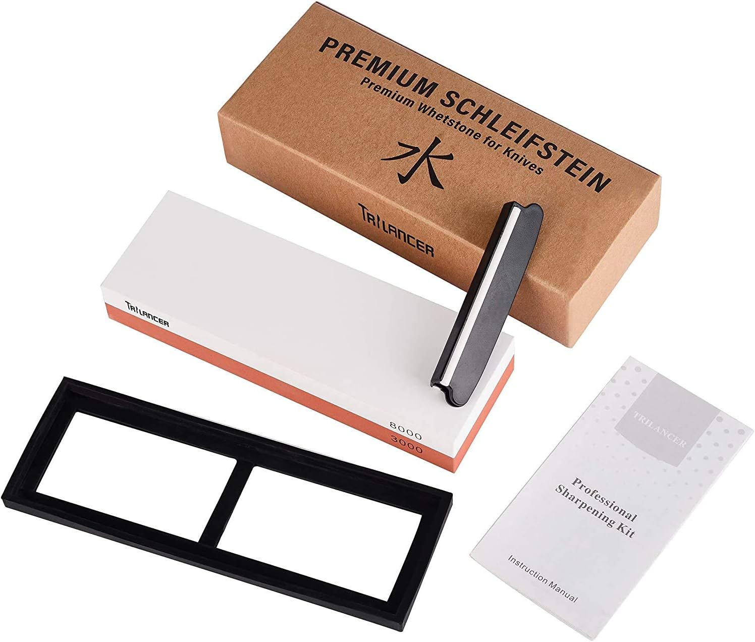 Black Friday - 60% OFF Professional Knife Sharpening Stone 3000/8000 Whetstone, Premium Knife Sharpener, Trilancer Waterstone, Angle Guide and User Manual Included