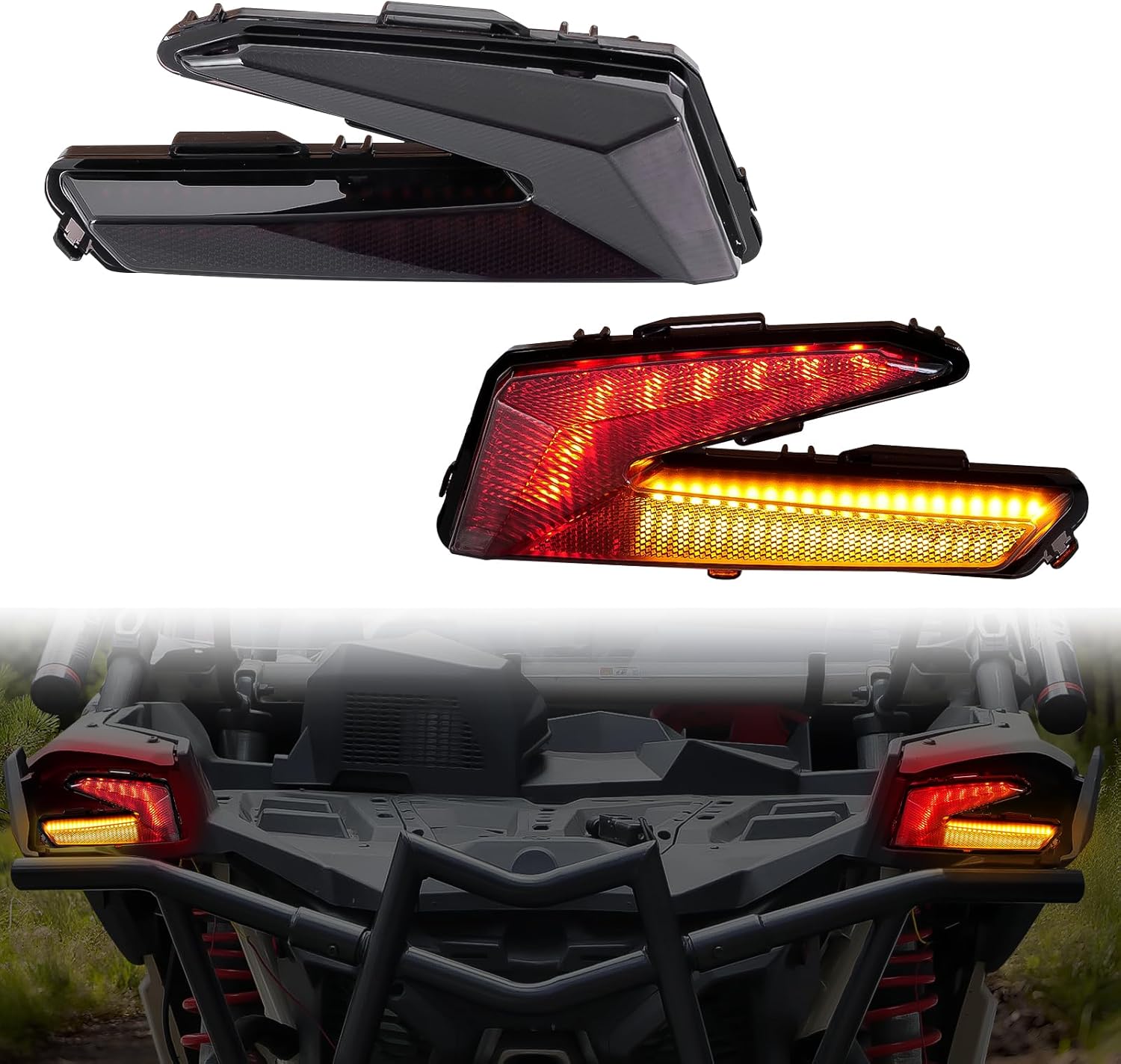 LED Tail Lights Assembly with Yellow Turn Signal Light Rear Lamps for Can-Am Maverick X3 XDS XRS Max Turbo R 2017-2025 Accessories, Waterproof LED Taillights Replaces OEM 710004744 (2PCS)