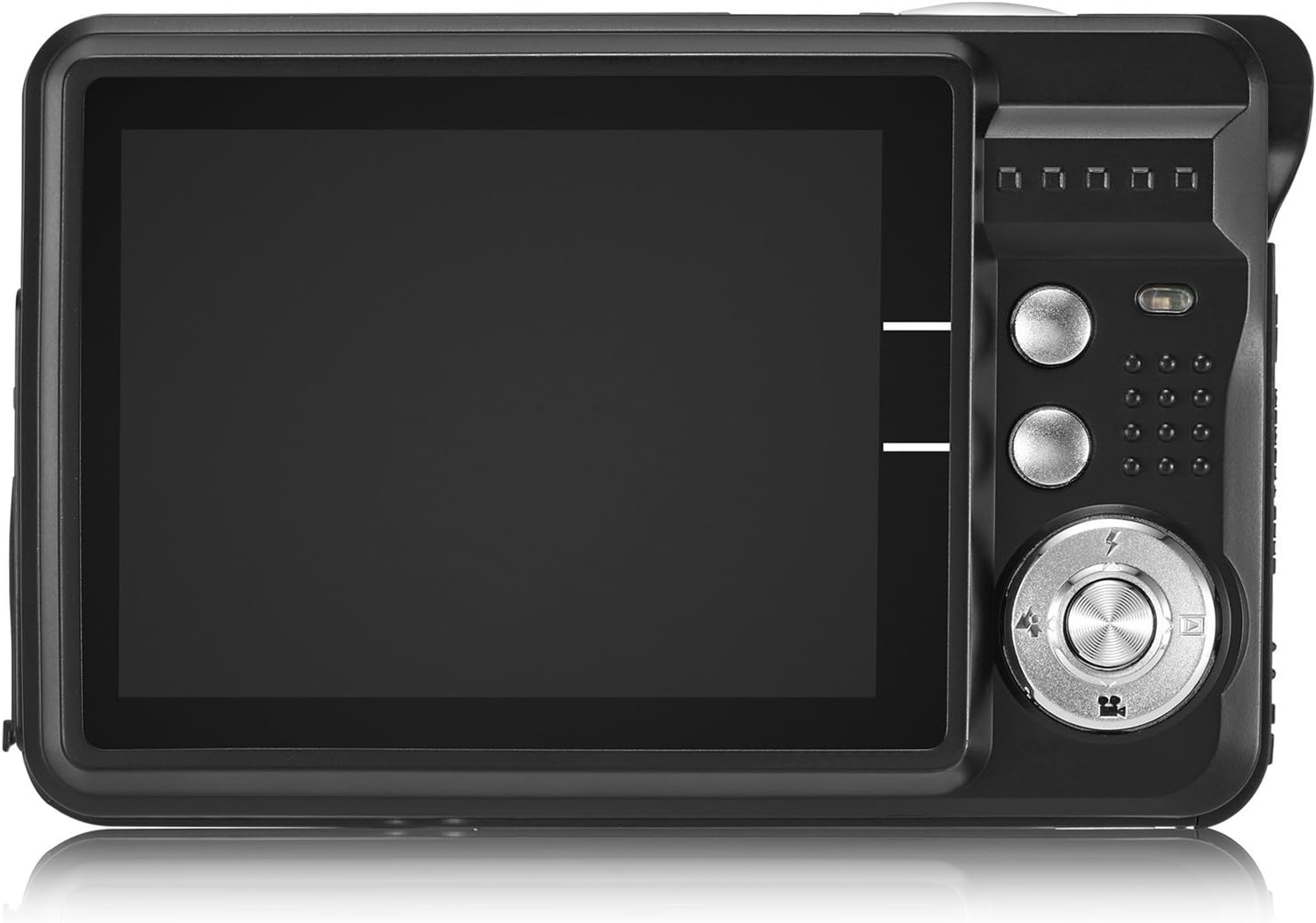 പിൻഭാഗം view of the AbergBest Mini Digital Camera showing the 2.7-inch LCD screen and control buttons.