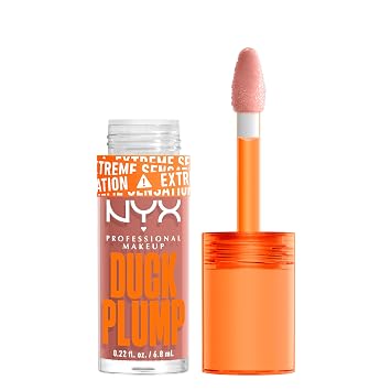 NYX PROFESSIONAL MAKEUP Duck Plump High Pigment Lip Gloss, Lip Plumper Gloss with Spicy Ginger - Bangin Bare