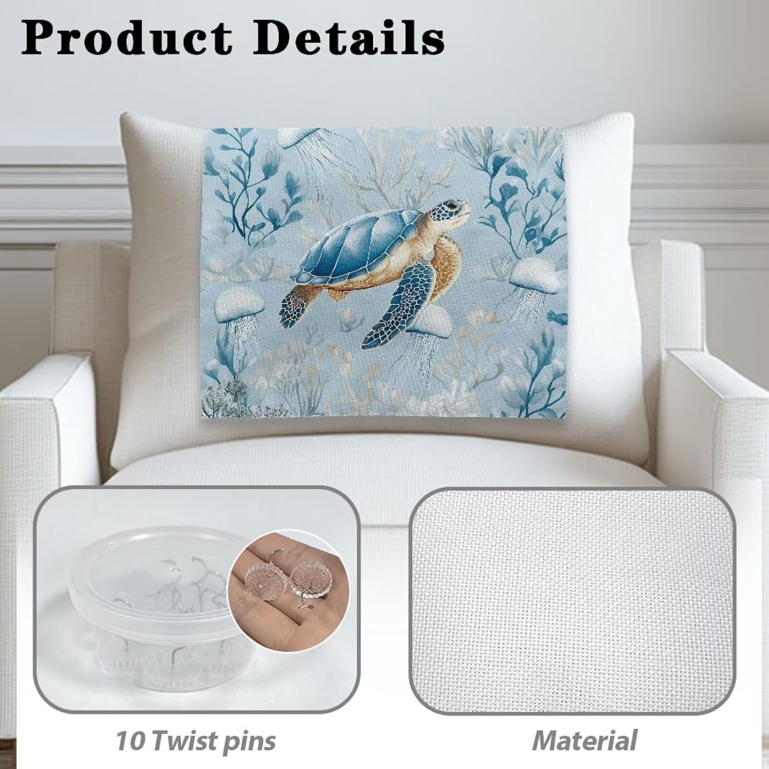 Recliner Headrest Covers Sea Turtle Jellyfish Couch Headrest Protector Washable Non Slip Recliner Cover Chair Cover for Home & Office 26.18 x 16.53 Inch