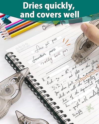 Miniatura 4 de Paquete de 28 cintas correctoras, error blanco, dispensador transparente, 15 pulgadas x 32.8 pies (0.197 in x 32.8 ft), suministros de corrección de