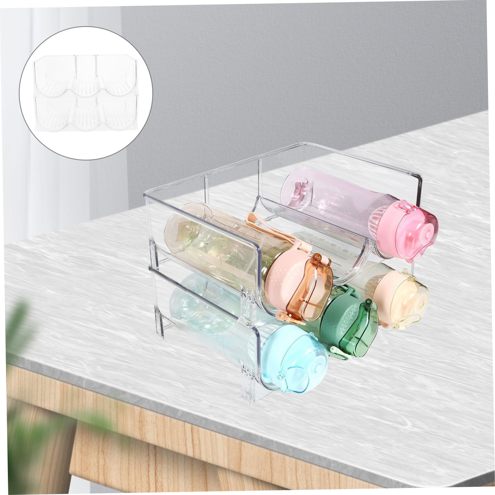 PRETYZOOM Casier à Bouteilles en Pet, Support Empilable et Démontable, Base Large et Stable, pour Comptoir Cuisine et Réfrigérateur, Rangement 2 Pièces
