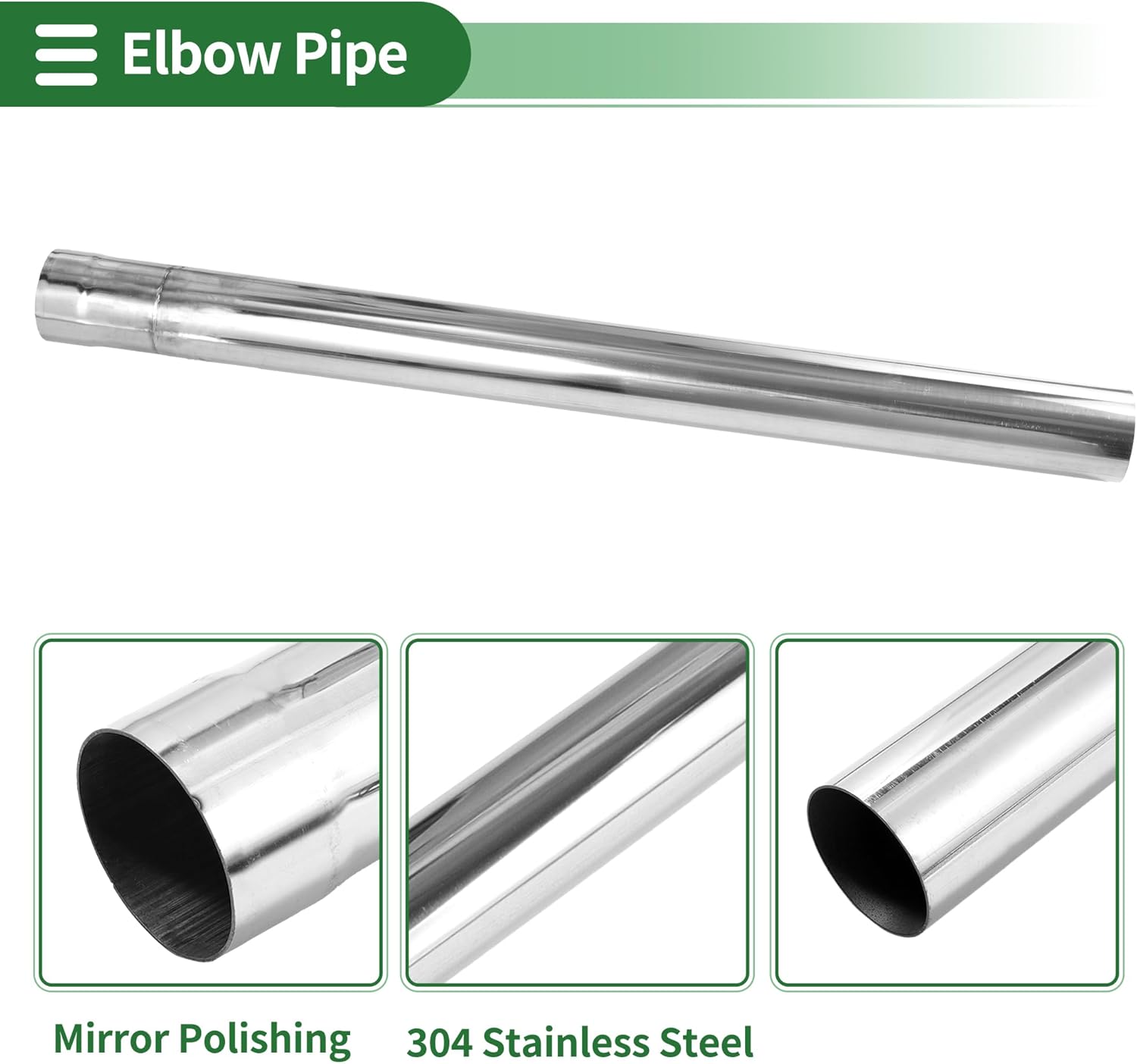 Motoforti 2.75" OD Straight Tubing Mandrel Tube Pipe 30" Length T304 Stainless Steel Universal Fit Piping Silver Tone
