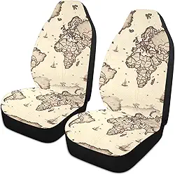 Capas de assento de carro clássicas do mapa do mundo capa de assento de carro antiderrapante universal capa de assento de carro respirável resistente a manchas para carros, vans, SUV