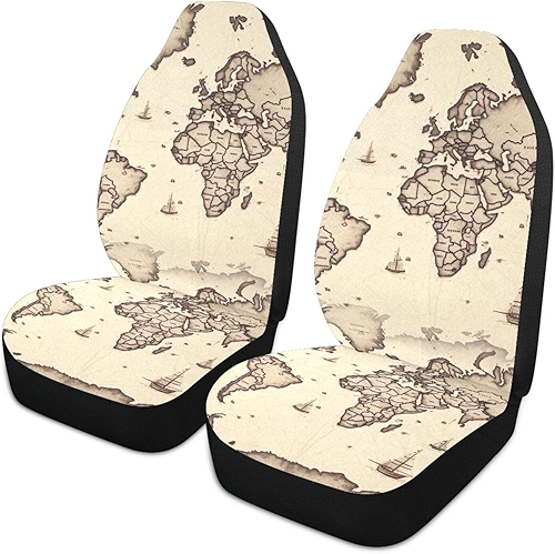 Capas de assento de carro clássicas do mapa do mundo capa de assento de carro antiderrapante universal capa de assento de carro respirável resistente a manchas para carros, vans, SUV