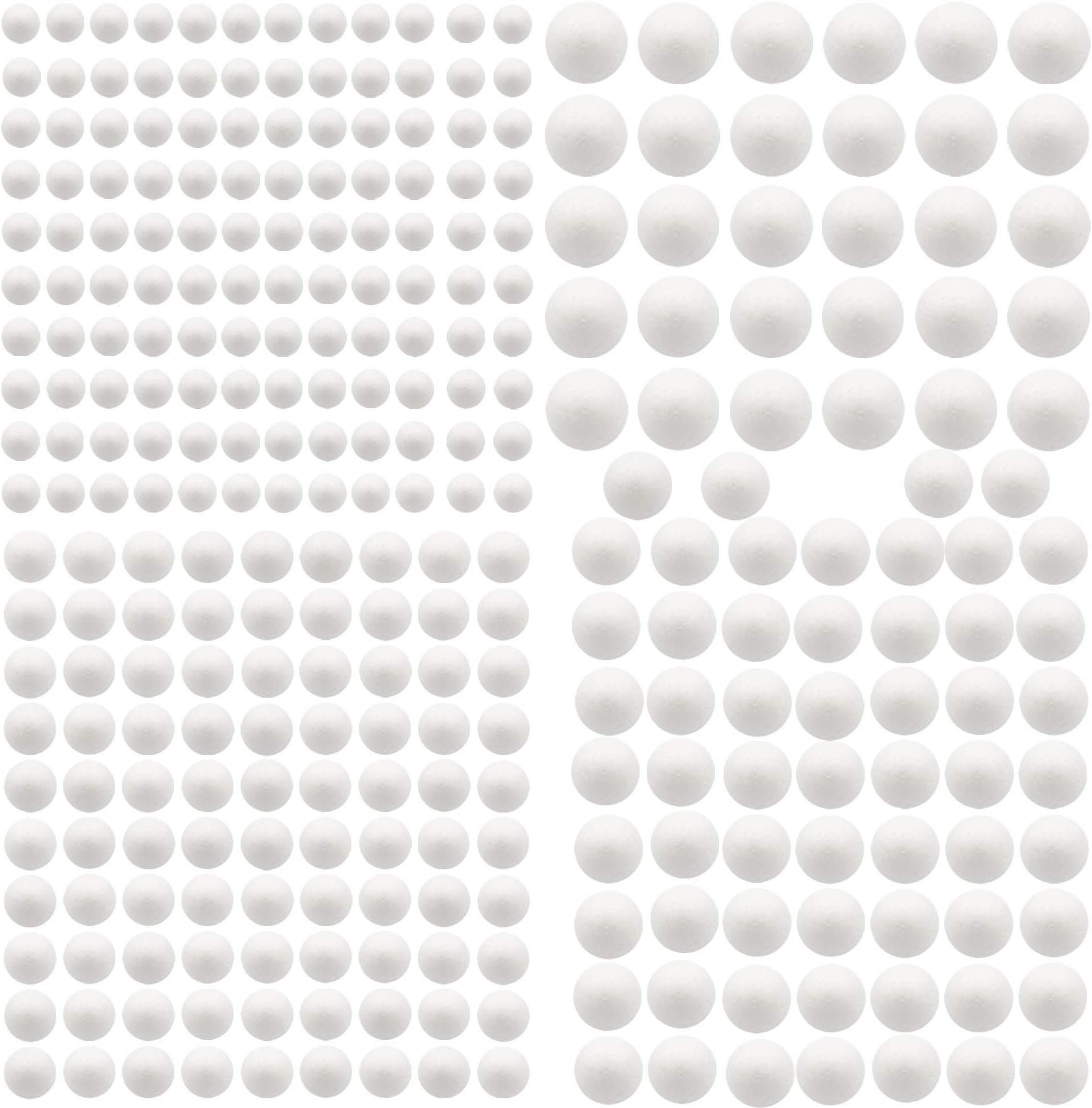 300 Pack Craft Foam Balls, 4 Sizes Including 1-2 Inches, Polystyrene Smooth Round Balls, Foam Balls for Arts and Crafts, DIY Craft for Home, Supplies School Craft Project and Holiday Party, White