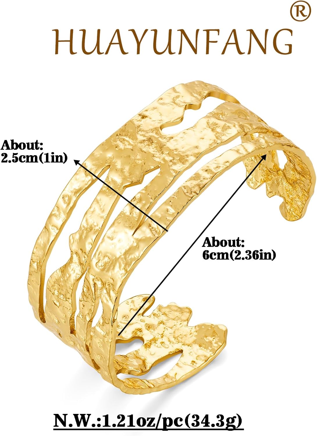 Chunky Gold Cuff Bracelet for Women Bold Hammered Cuff Bracelet Gold Statement Bangle Bracelets Adjustable Irregular Bracelets - Image 6