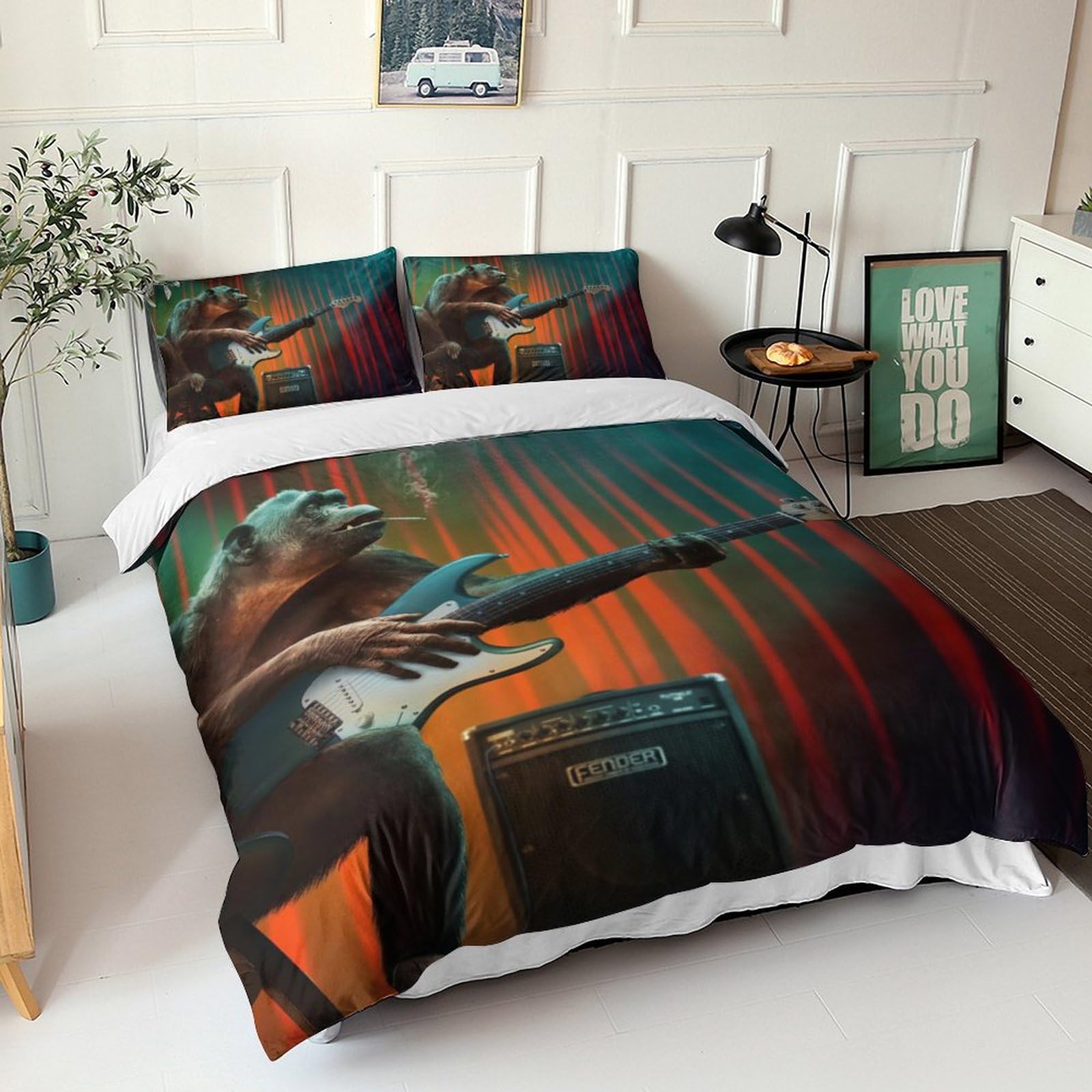 Housse de couette Orangutan hypoallergénique en microfibre respirante avec zip invisible