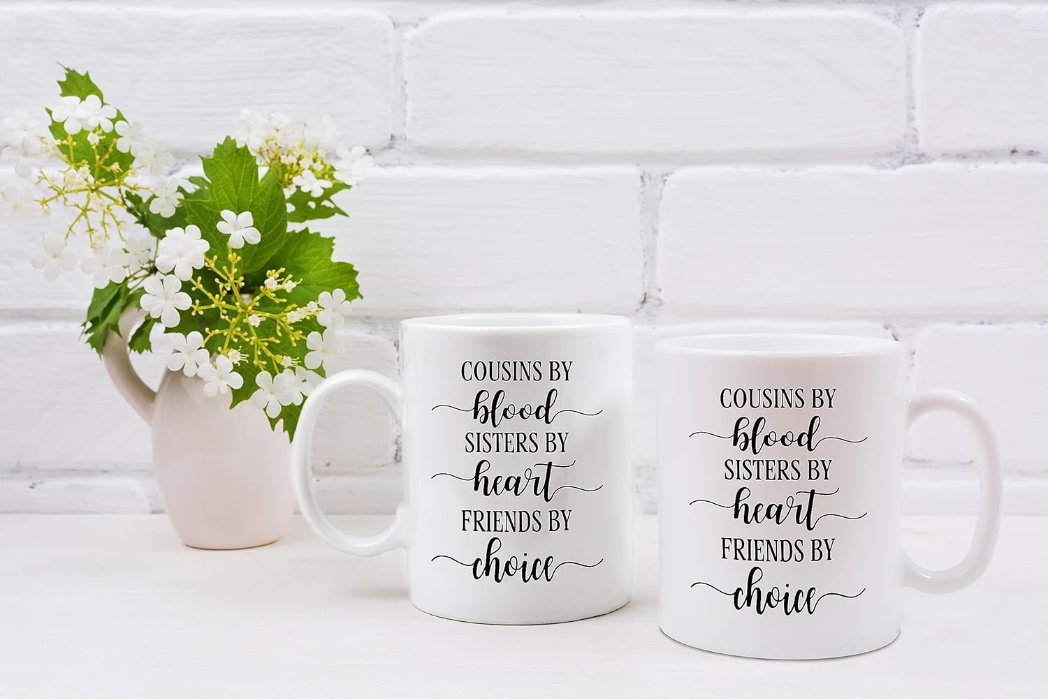 QASHWEY Cousins by Blood Sisters by Heart Friends by Choice Coffee Mug, CousinGifts, Cousin Gifts for Women, Birthday Christmas Gifts for Cousins Women Coffee Cups Ceramic 11oz, Cousin Tea Cup - Image 5