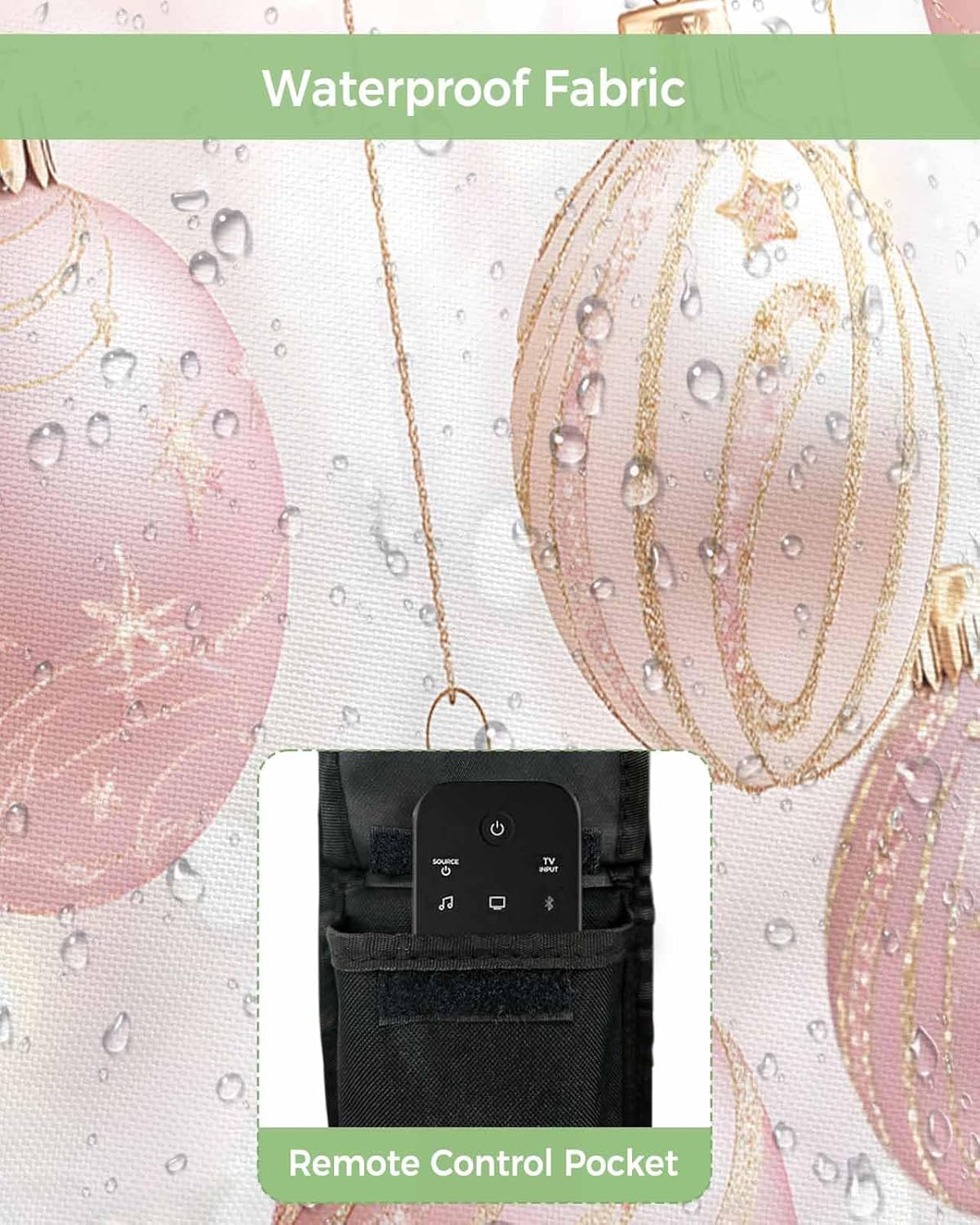 Christmas Pink Outdoor TV Cover 36"-39" - 600D Waterproof TV Cover Weatherproof TV Screen Protector Dustproof Winter Balls Xmas TV Display Protector for Outside Flat Screen TV