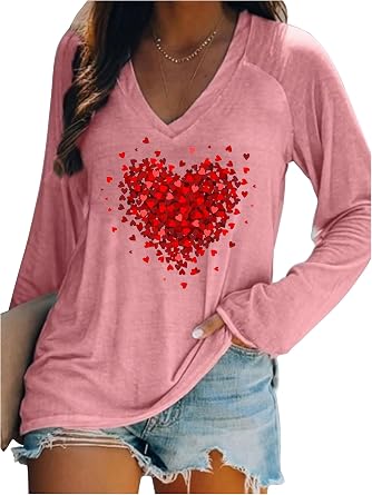 Valentines Heart V Neck T Shirts for Women Candy Heart Teacher Valentines Day You are Enough Tshirt Lover Gift Tee Tops