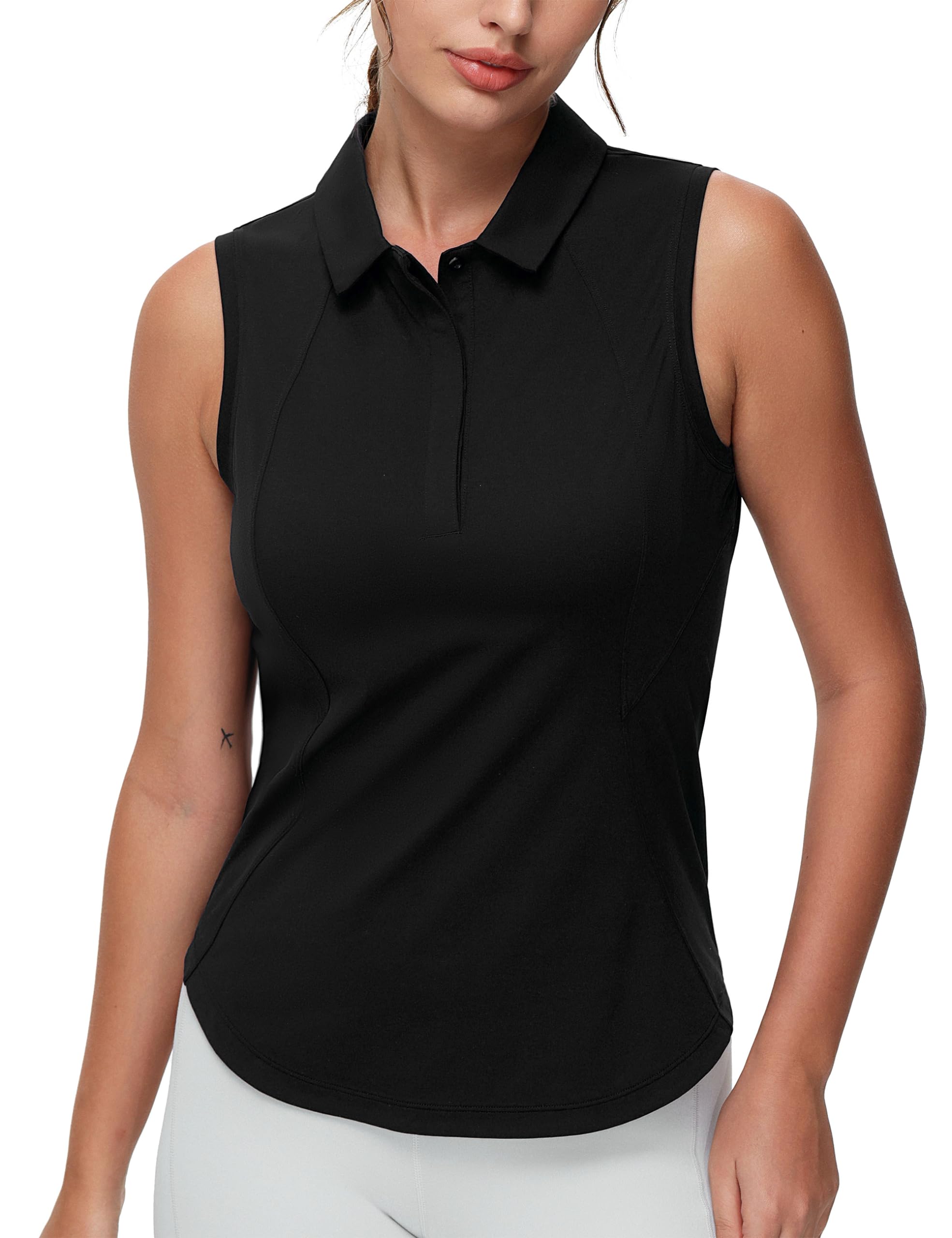 THE GYM PEOPLE Women's Sleeveless Tennis Polo Shirts Collared Slim Fit Breathable Workout Golf Tank Tops