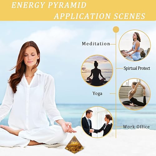Miniatura 15 de Pirámide de orgón, pirámide de cristal de orgonita de obsidiana metafísica con flor de vida, generador de energía positiva de cristal curativo