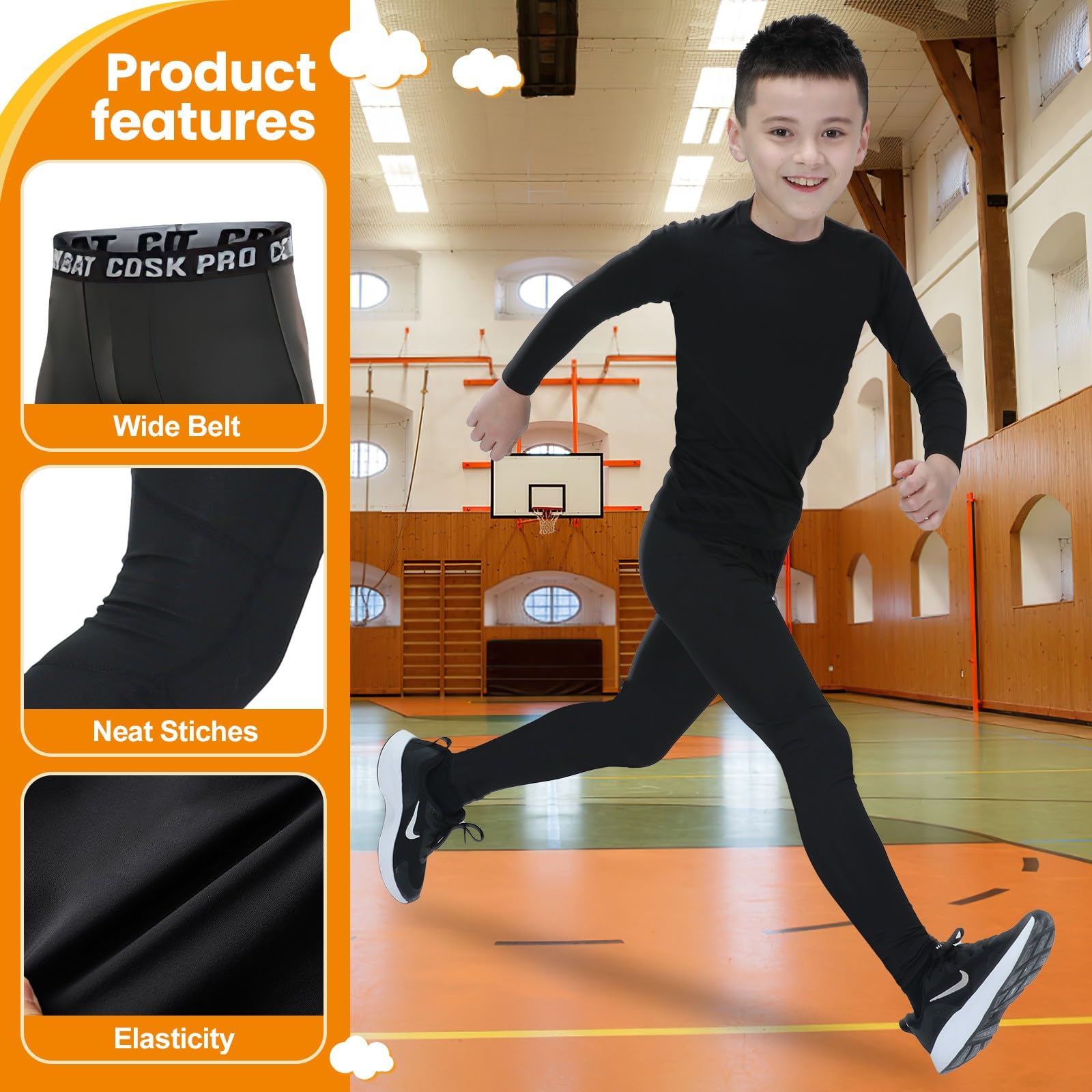 Leeboom Bambini Intimo Termico Set di Biancheria Termica Bambin Manica Lunga Funzionale E da Sci da Bambina E Bambino Traspirante Intimo Termico Set Base Layer E Isolante per Sci Tuta Termica