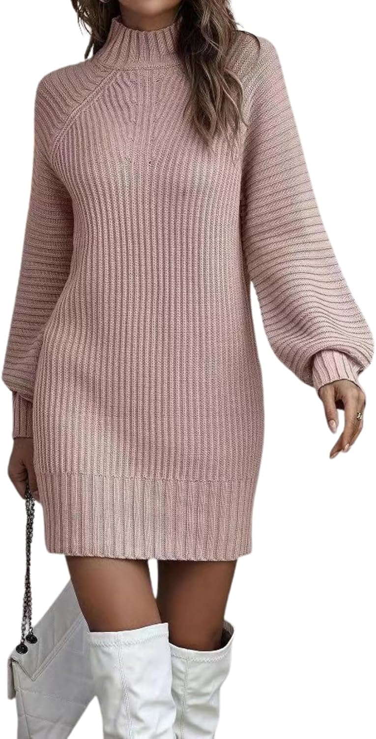 Women's Oversized Turtleneck Sweater Batwing Sleeve Ribbed Knit Loose Fit Long Sleeve Elegant Fall Winter Wear