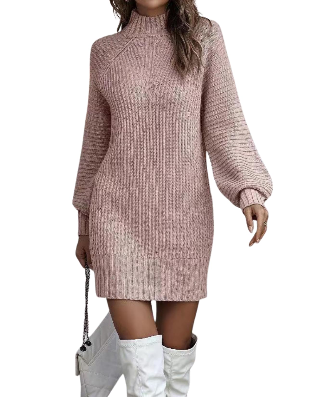 Womens Oversized Turtleneck Sweater Batwing Sleeve Ribbed Knit Loose Fit Long Sleeve Elegant Fall Winter Wear