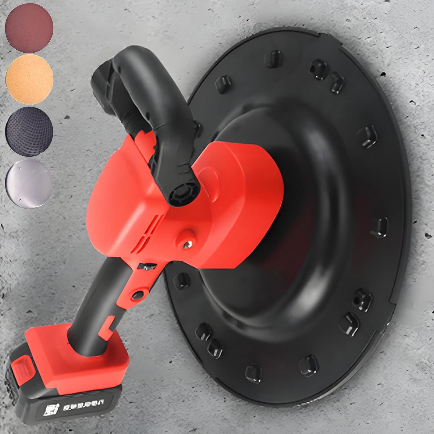 Concrete Smoothing Tool,with Telescopic Rod & Mixer,Disc Diameter 38cm,4 Trowel Types,with Telescopic Rod & Mixer,Polishing Machine for Coarse/Fine Sand & Putty Walls