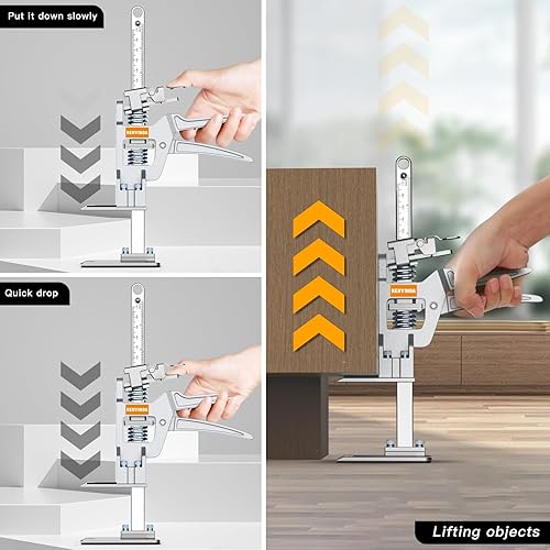 Miniatura 7 de Gatos de construcción multifuncionales para ahorrar trabajo, gatos de muebles, altura de elevación 6.7 pulgadas, 400 libras de carga para instalar