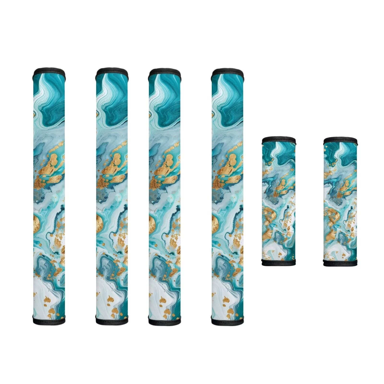 Refrigerator Door Handle Covers Pack of 6 Anti-Stain Kitchen Electrical Appliances Handle Protector Fridge Microwave Oven Kitchen Decor and Accessories, Teal Gold Marble