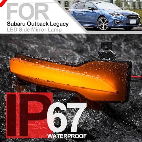 Miniatura 8 de 2 luces LED secuenciales de señal de giro para Subaru Outback Legacy Impreza Crosstrek Ascent Forester Smoked Lens LED Dynamic Side Mirror Lámparas