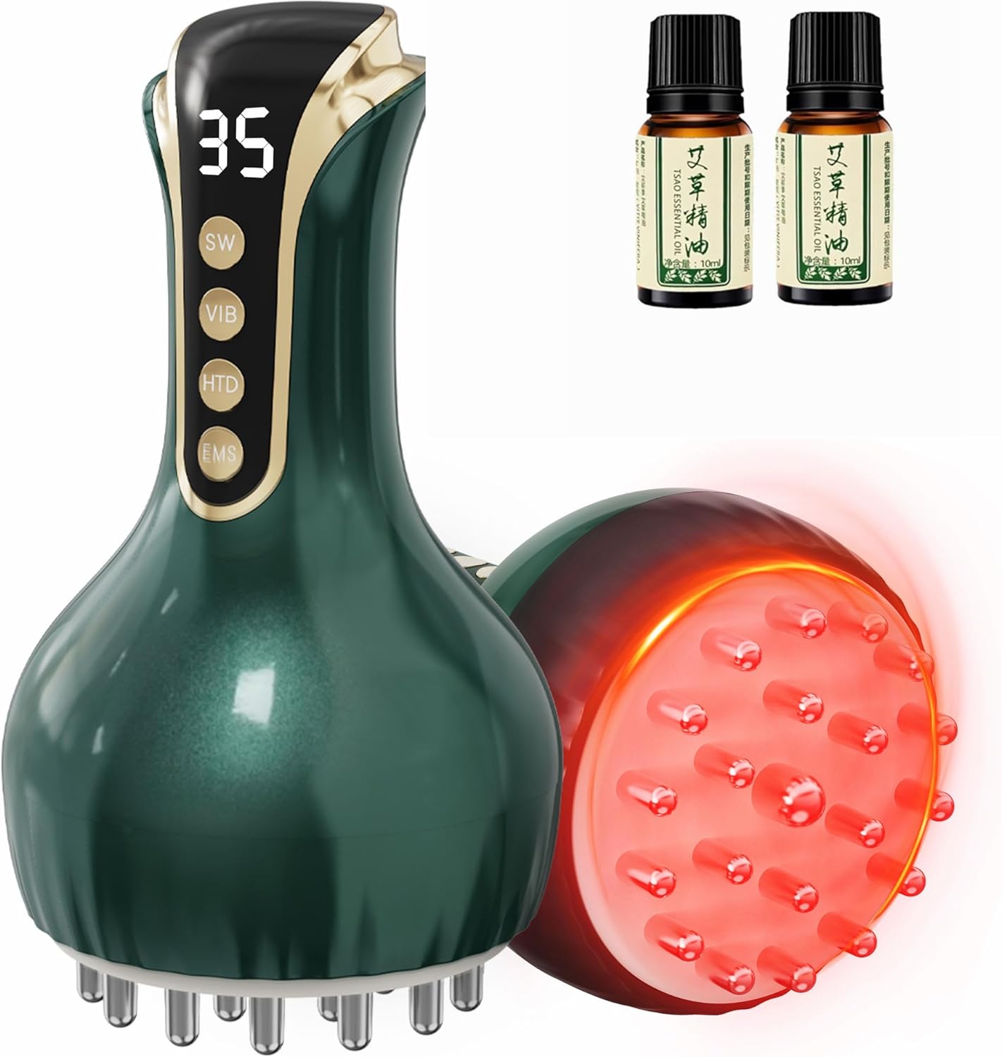 Lymphatic Drainage Massager & Massage Tool, Body Sculpting Machine & Fascia Blaster for Cellulite with Microcurrent, Light, Heat & Vibration, for Legs, Arms & Belly
