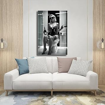 WLQZFRWV Sexy Glamorous Woman in Black Lingerie Art Canvas Poster Wall Art Decor Print Picture Paintings for Living Room Bedroom Decoration 12x18inch(30x45cm)