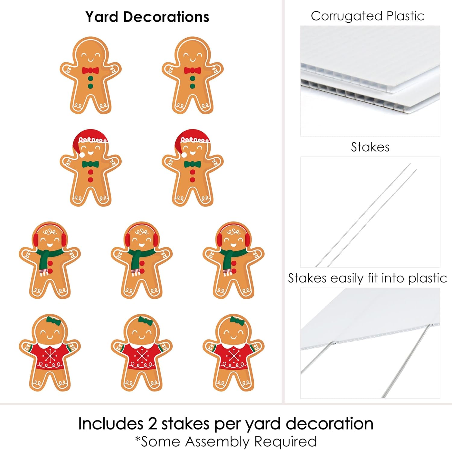 Big Dot of Happiness Gingerbread Christmas - Lawn Decorations - Outdoor Gingerbread Man Holiday Party Yard Decorations - 10 Piece