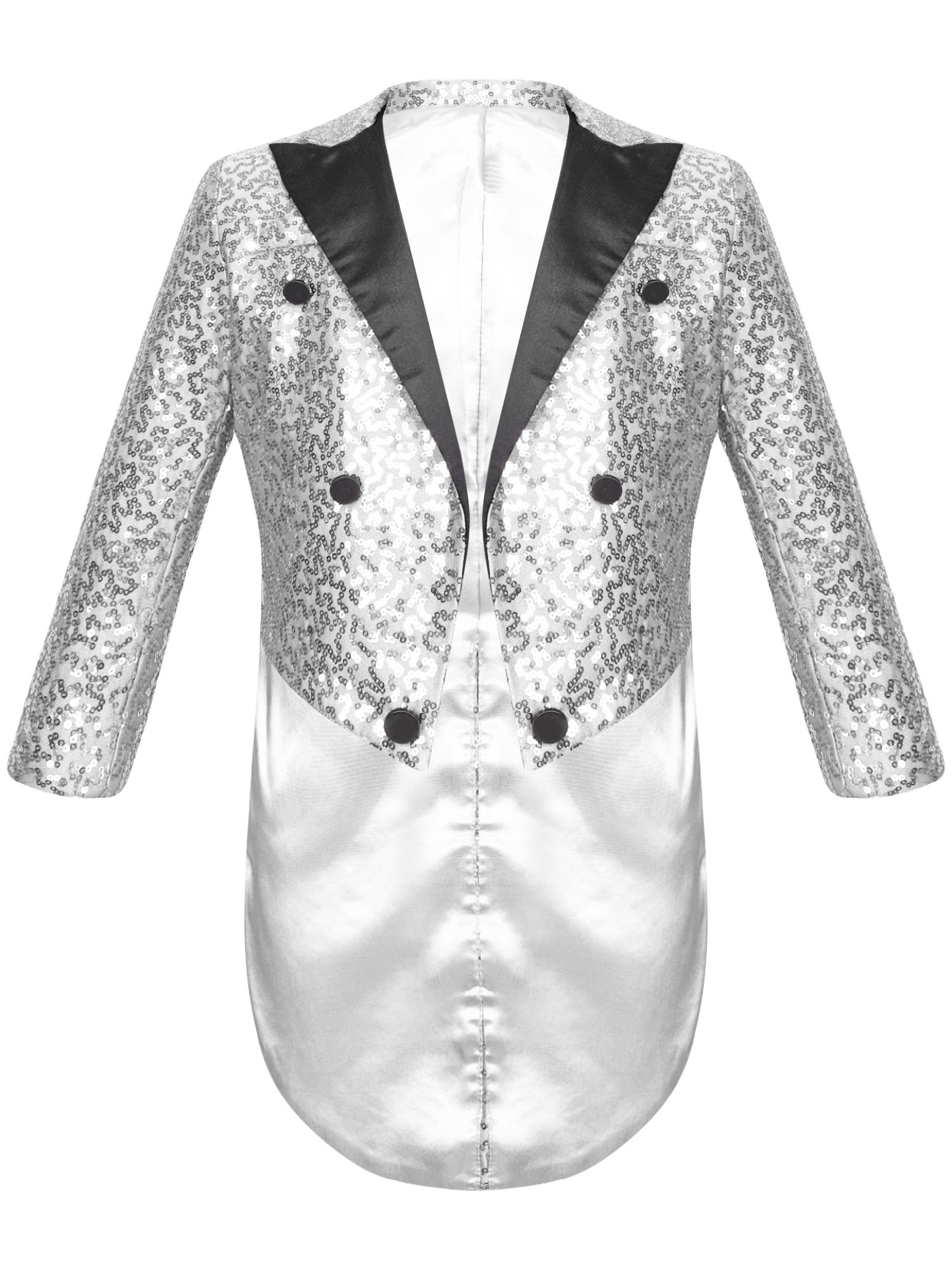 Hedmy Chaqueta Brillante de Fiesta para Niños Blazer Lentejuelas de Esmoquin con Solapa y Botones Cruzados Chaqueta de Mago 5-14 Años Plateado 13-14 años