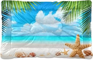 Beach Seashells Washable Dog Bed Anti-Slip Dog Crate Bed Pet Beds Sleeping Mat for Large, Medium, Small Pets 18x24in