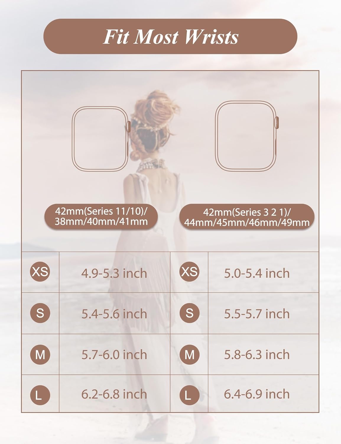 Moolia Natural Stone Bracelet Compatible with Apple Watch Band 41/40/38/42/44/45/46/49mm Women, Handmade Elastic Beaded Western Strap for iWatch Series 11 10 9 8 7 6 5 4 3 2 1 SE(1/2/3) Ultra(1/2/3) - Image 3