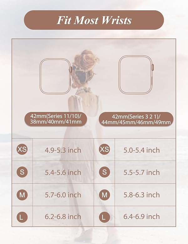 Moolia Natural Stone Bracelet Compatible with Apple Watch Band 41/40/38/42mm Women, Handmade Elastic Beaded Western Strap for iWatch Series 11 10 9 8 7 6 5 4 3 2 1 SE(1/2/3) Ultra(1/2/3) by Moolia - Used condition - Image 3